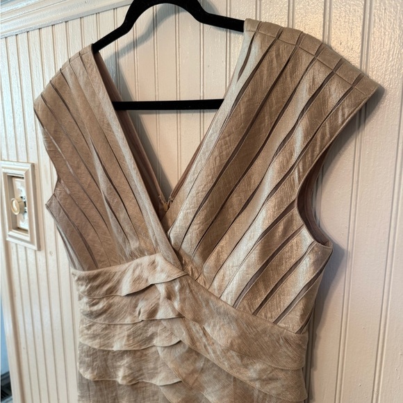 Adrianna Papell Tiered Champagne Sheath Dress size 14 - Picture 2 of 6